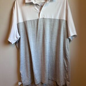 George Men’s Gray and White Polo Shirt - Size Large